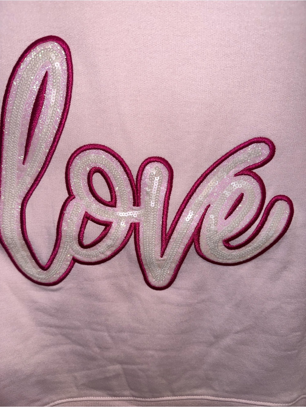 Mary Square Pink 'Love' Sequin Pullover Sweatshirt - Picture 3 of 5